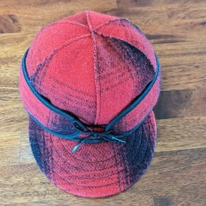 Stormy Kromer Red and Black Plaid Wool Hat Size 6 1/2